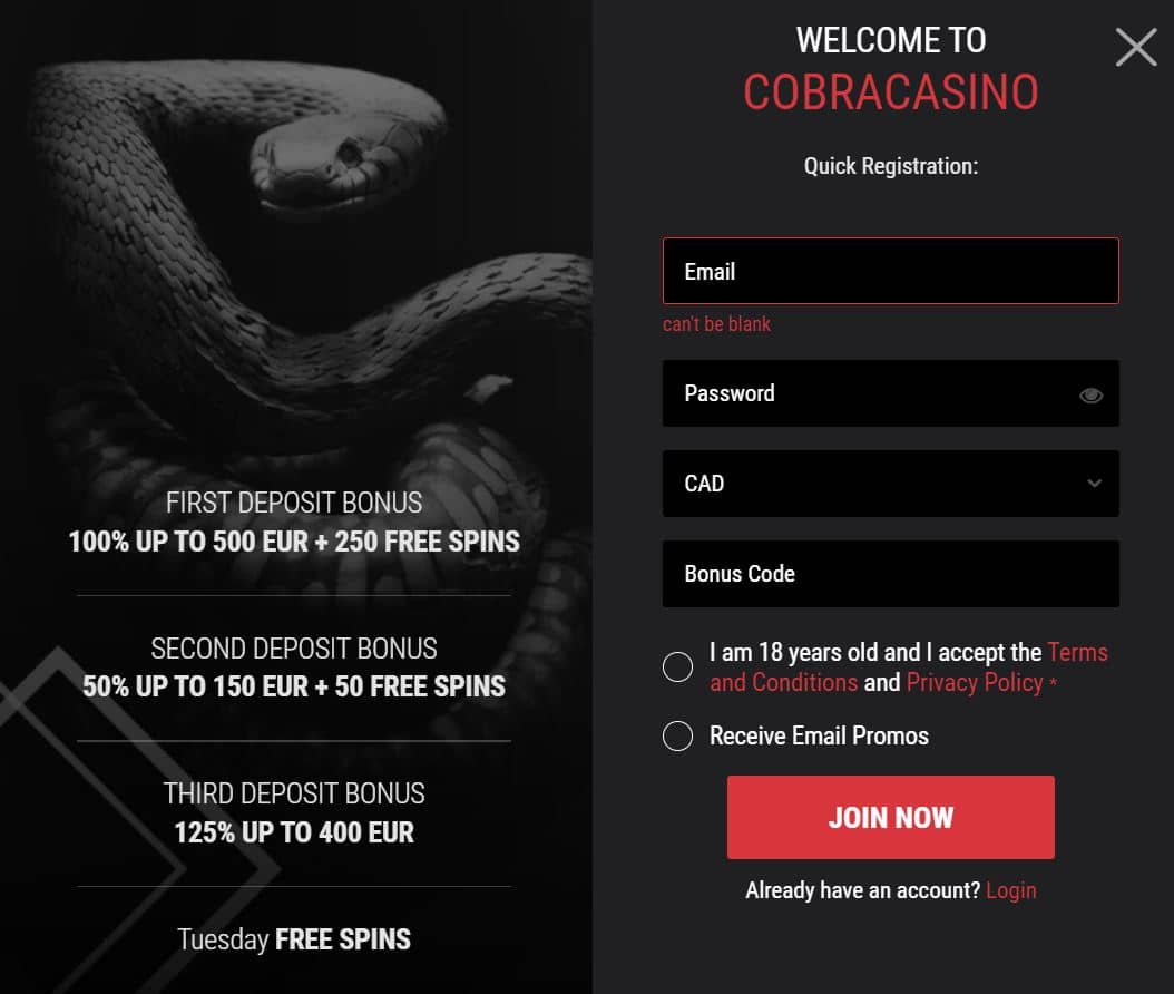 Cobra Casino Bonus Code Jun 2021: Use *COBRAMAX* - Tons of Bonus to Unlock